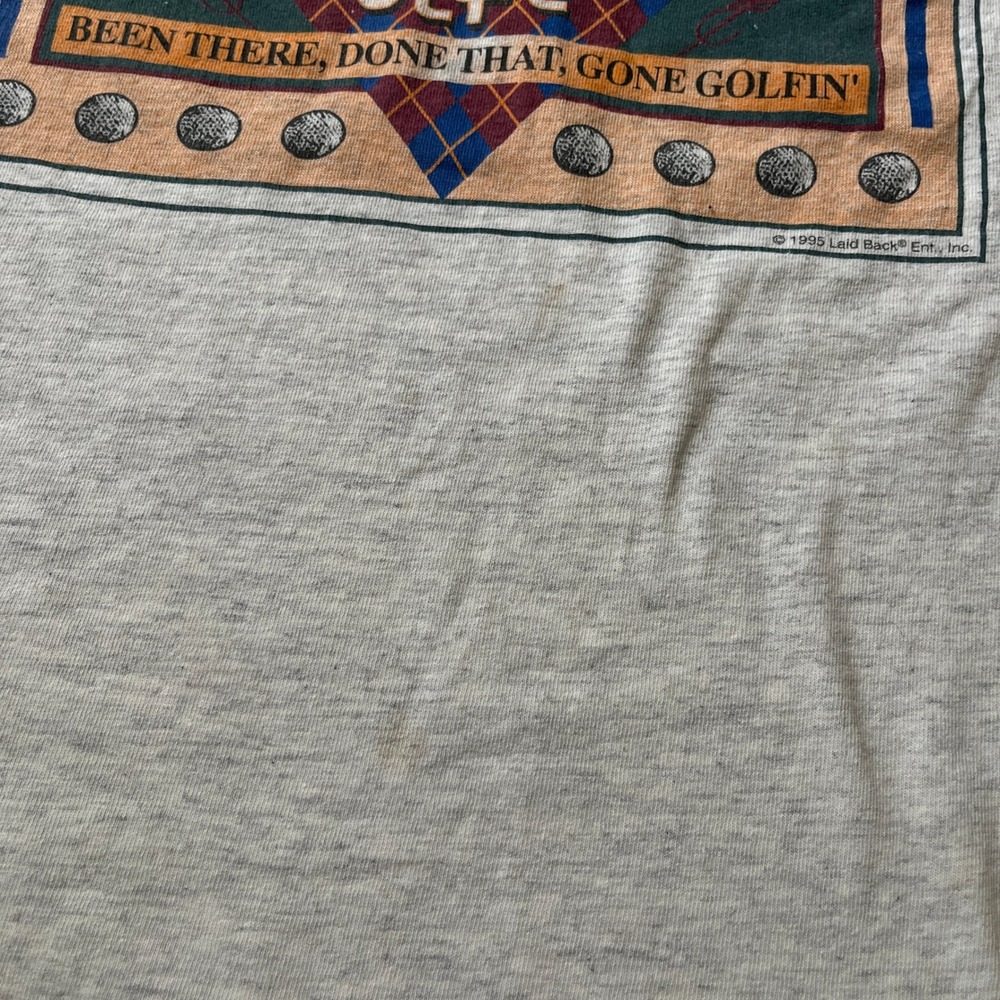Vintage 1995 Genuine Antique Golfer T-Shirt XL Gray Laid Back Ent Single Stitch - Picture 7 of 7